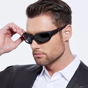 Black Lens Polarized Sunglasses Men Sports‎ Shades Light Weight Confortable New